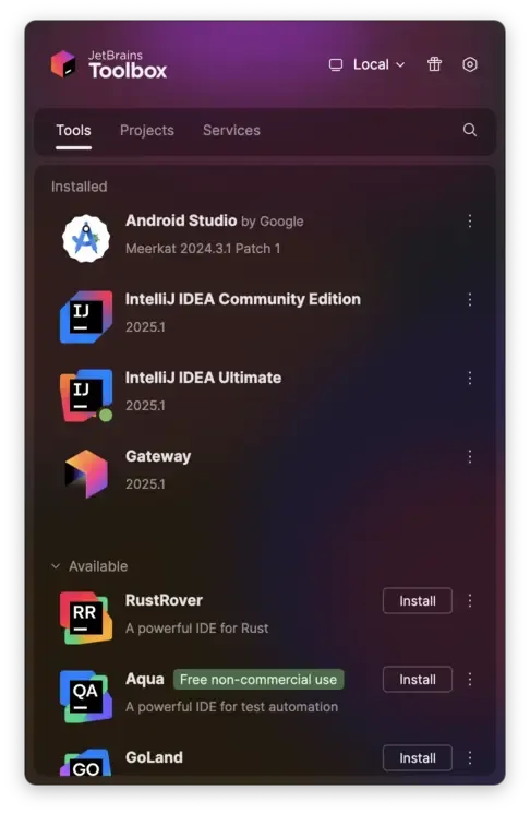 IntelliJ Gateway in Toolbox