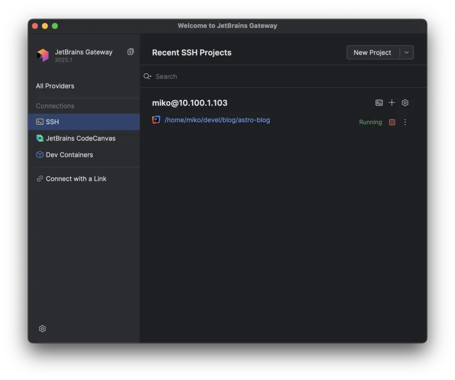 IntelliJ Gateway configured