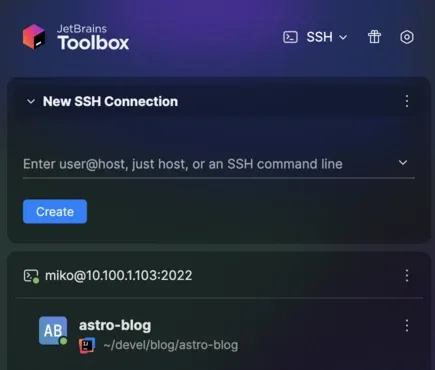 toolbox with ssh